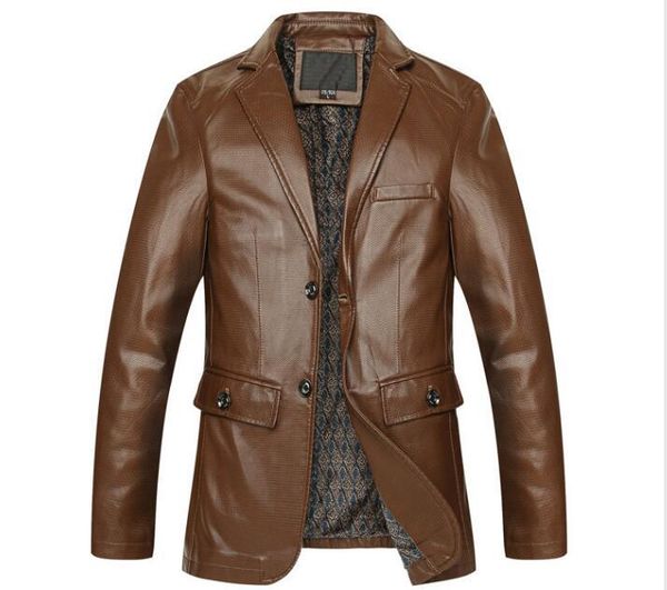 

m-7xl / / winter men's new fashion casual leather plus fat plus size lapel loose pu coat, Black