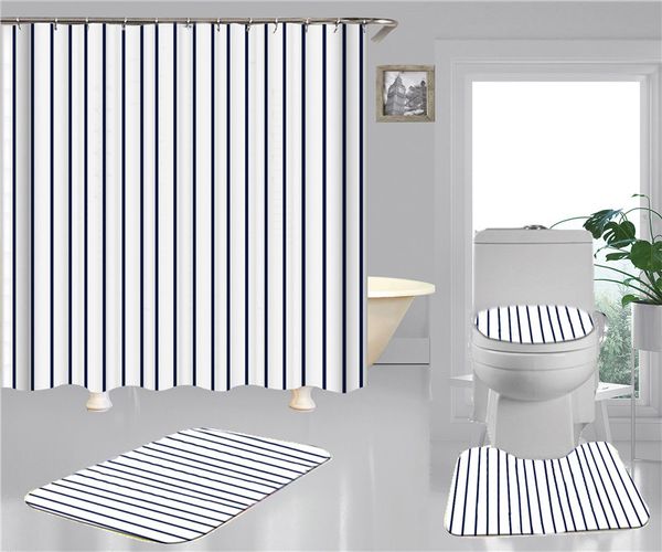 Set di tende da doccia con stampa fresca Set di quattro pezzi di alta qualità Set da bagno Deodorante antiscivolo Tappetini da bagno per bagno2781