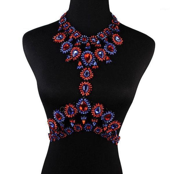

chokers mydaner 2021 fashion women necklace body jewelry luxury crystal rhinestone belly summer beach accessories for women1, Golden;silver
