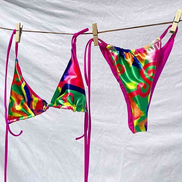 

thong bikini 2022 bandage swimsuit women biquini floral print swimwear women bathing suit bandeau bikini set, White;black