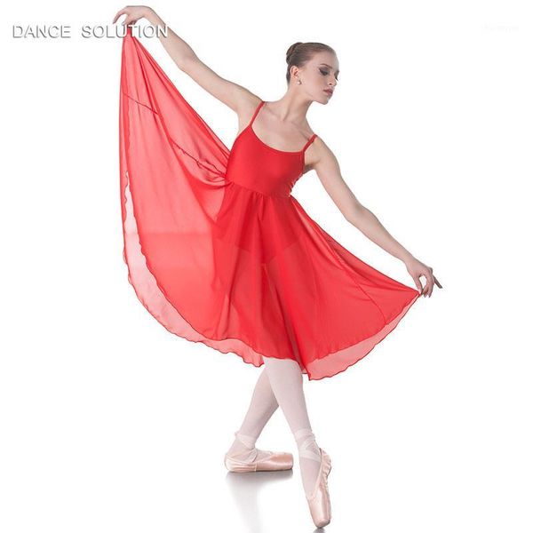 

girls ballet, lyrical and contemporary long chiffon dress ballet dance costume 4 colors 02d01201, Black;red