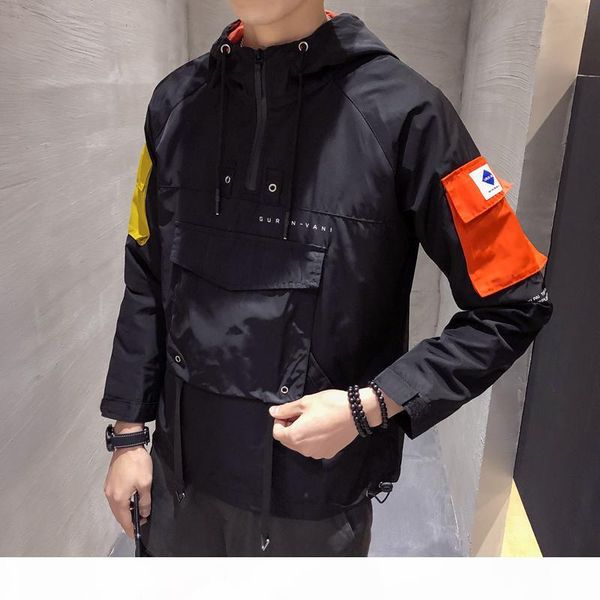 

5xl large size loose hooded long sleeve hoodie men fashion casual creative stitching sweatshirt sport hoodie coat clothing, Black