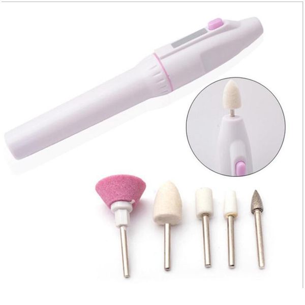 

professional 5in1 nail files, salon shaper nail art care tips pen style electric manicure polisher kit, nail drill buff qylrwh