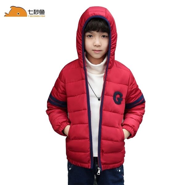 

boys winter jacket thick girls autumn coat warm children's jackets hooded cotton infant clothing padded jacket kid clothes y200901, Blue;gray