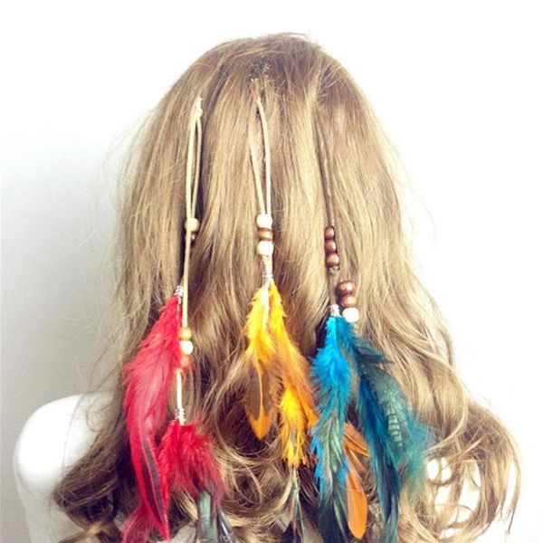 

indian style women girls feather headband headdress hair ornaments bb clip hair tassel hair piece accessories b qylqlp