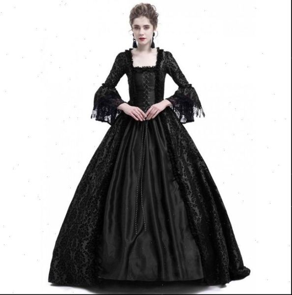

18th century medieval gothic dress renaissance lace dress masquerade costume vestido gotico drop shipping good quality, Black;gray