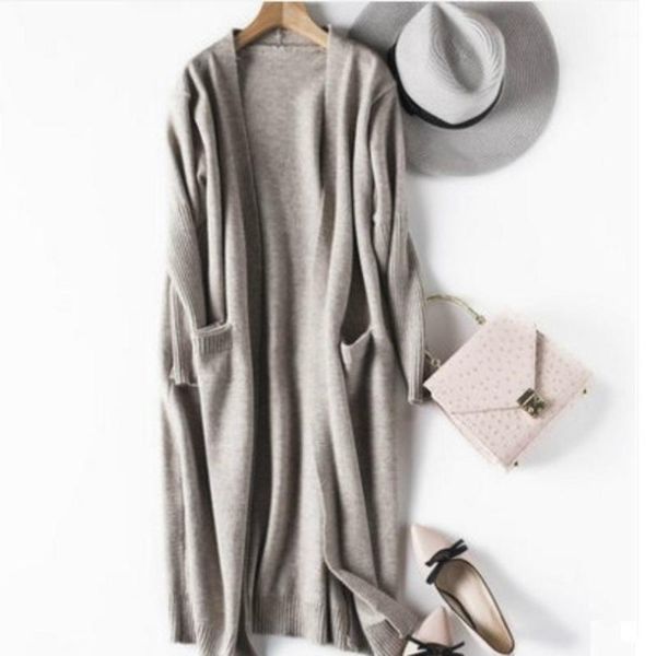 

vintage knitted cadigans sweater women 2020 autumn winter mid length sweater coat women casual loose coat & jacket mujer1, White;black