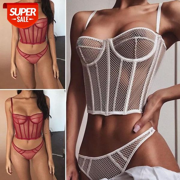 

new fashion siamese underwear women hollow lace erotic lingerie set babydoll mesh pajamas nightdress set s-xl #xh4b, Black;white