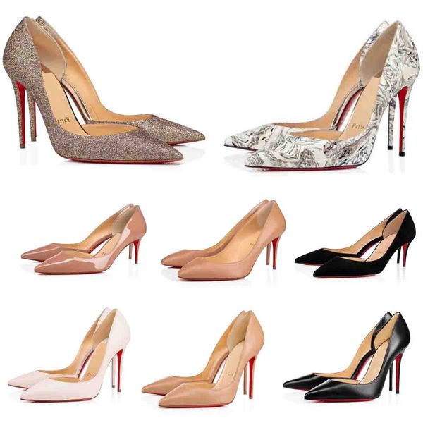 

new designer classic women red bottoms high heels patent leather pointy toe dress shoes luxurious shallow mouth red soles wedding shoes, Black