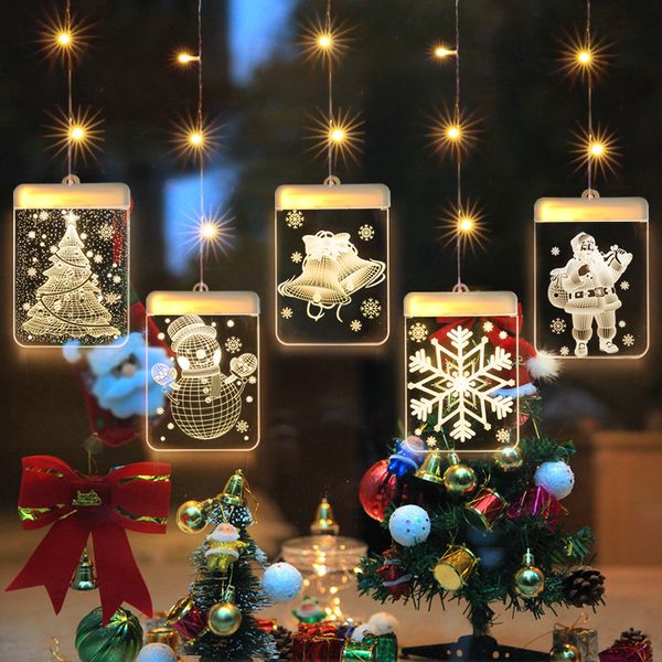 Family Energy Saving Lamp String Albero di Natale Albico Elk Santa Claus Pattern Festival indoor Modellazione luci colorate