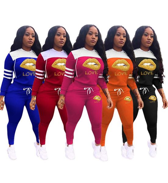 

женские губы спортивные туалеты любовные буквы с капюшоном толстоны наголотки ноггинг брюки из двух частей установки одежды пуловер универса, White