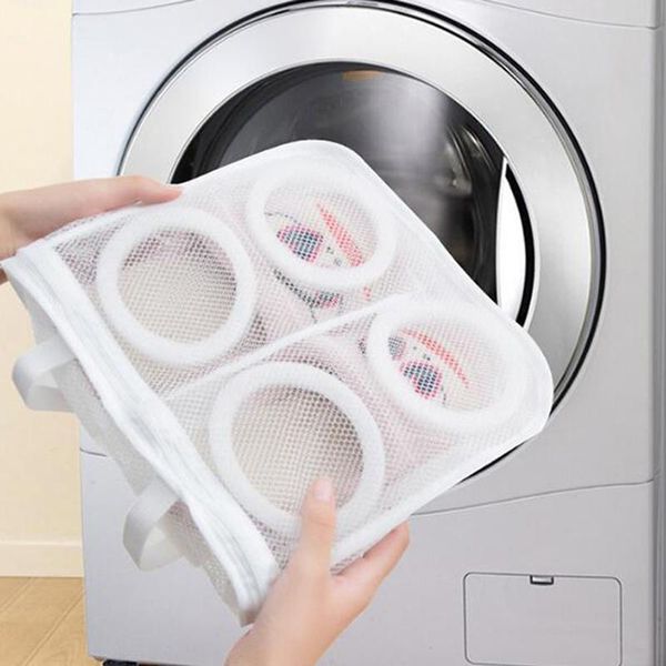 

1x laundry bag shoes washing drying mesh net trainers protective storage pouch