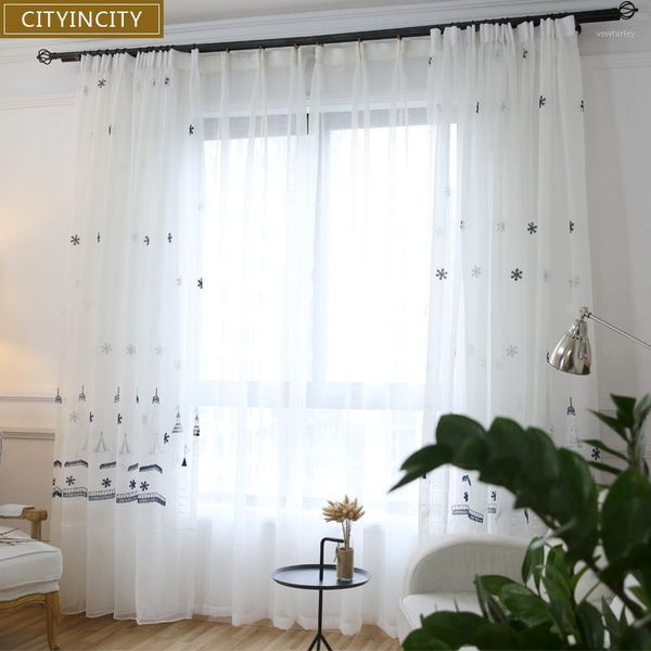 

curtain & drapes cityincity christmas tower snow for living room embroidered 3d curtains bedroom european sheer voile customized1