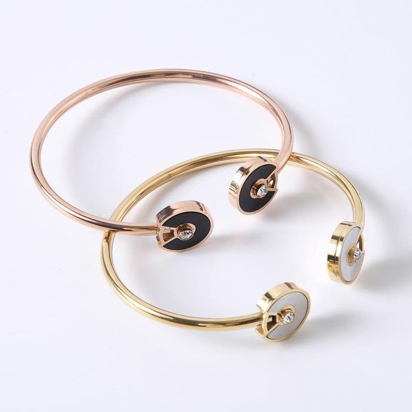 

Korean Style Fashion Rose Gold Bangles For Women Girl Titanium Steel Jewelry Fade-resistant Bracelet Wholesale1, Black