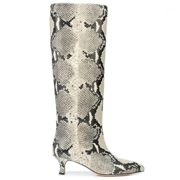 

boots deat 2021 autumn and winter fashion casual large size pointed snake pattern high heel knee-high women sf9661, Black
