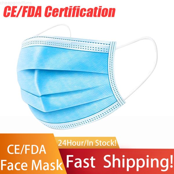 

disposable in shipping stock 50pcs dhl 3-layer protection and personal health mask with earloop mouth face sanitary