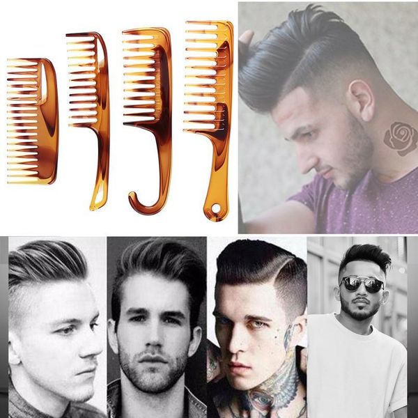 

men vintage oil head comb wide tooth detangling curly comb hair brush aircraft back wide teeth comb styling tool h sqcztm, Silver