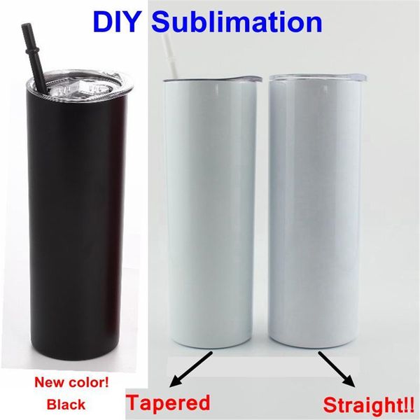 

diy sublimation tumbler straight blank 20oz stainless steel skinny insulated tumbler diy straight cups beer coffee mugs stock