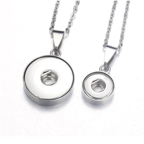 

stainless steel snap button jewelry pendant necklace with link chain fit 18mm&12mm snap necklace jewelry wo bbyybf, Silver