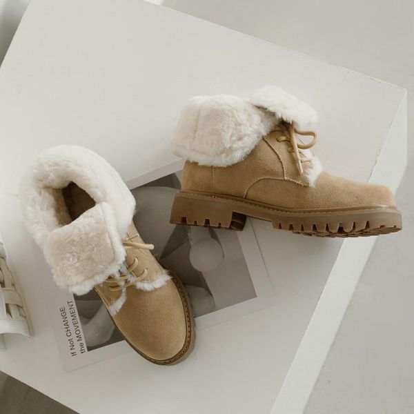 

boots 2021 korean version of simple and versatile flat ankle plus velvet warm casual fashion women's, Black