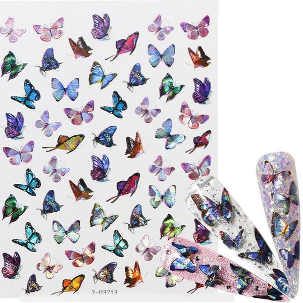

stickers & decals 10pcs colorful butterfly nail 3d adhesive sliders transfer wraps decorations art laser manicure, Black