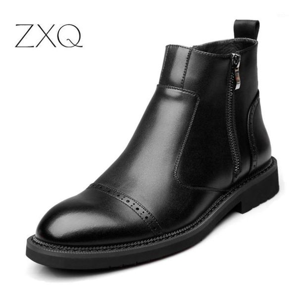 

2020 autumn and winter new men boots vintage brogue college style men shoes casual fashion slip on boots for man1, Black
