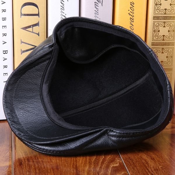 

warm men's winter haining ear protection forward hat leather beret vcofrsjm