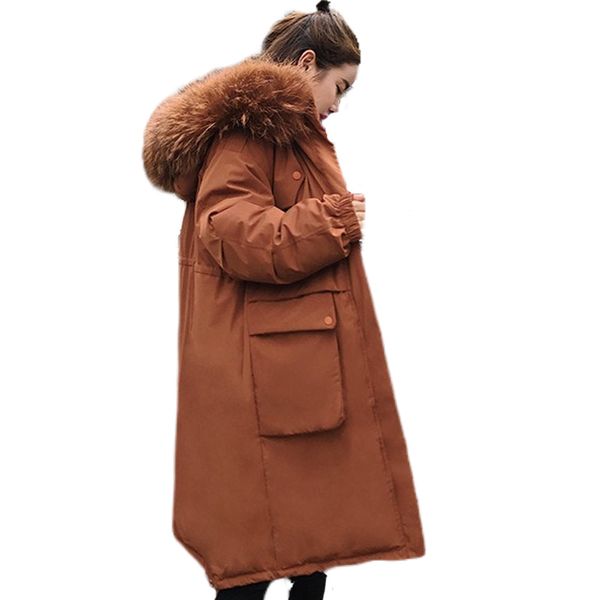 

fluff hight quality jacket pocket female thickening winter coat women down parka goose 8809, Black