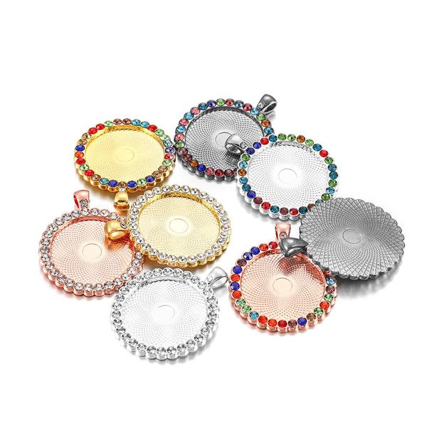 

5 шт. / лот 25 30 35 мм diamond-borked cameo cabochon crystal beatant base для ювелирных изделий, изготовление diy поднос bezel accessies ac