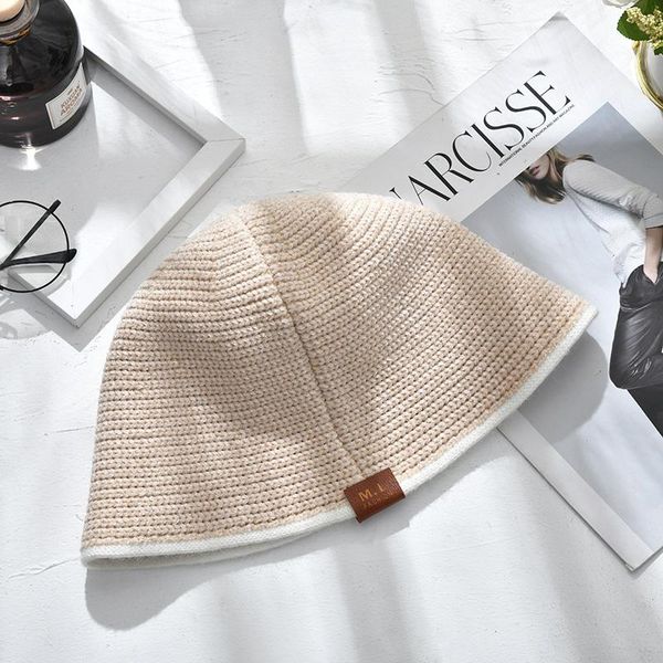 

Women's Wool Knitted Bucket Hats Korean Casual Female Autumn Winter Warm Knitting Fisherman Cap Fashion Solid Color Panama Hat, Blue;gray