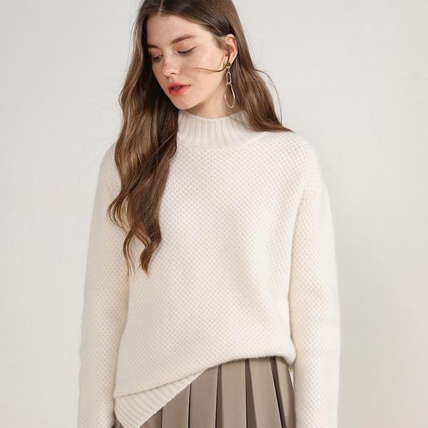 

women's sweaters 6 ply winter 100% cashmere turtleneck sweater woman long sleeve warm jumpers ladies large size knitted thick t, White;black