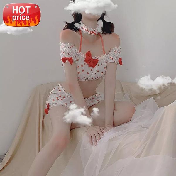 

Embroidery Kawaii Strawberry Pajamas Anime Girl Cosplay Costume Cute Lolita Sexy Lingerie Set Uniform Underwear Set lenceria #2r3d, Black;white