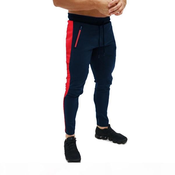

spring striped elastic waist pencil pants mens athletic casual harem designer jogging pants, Black