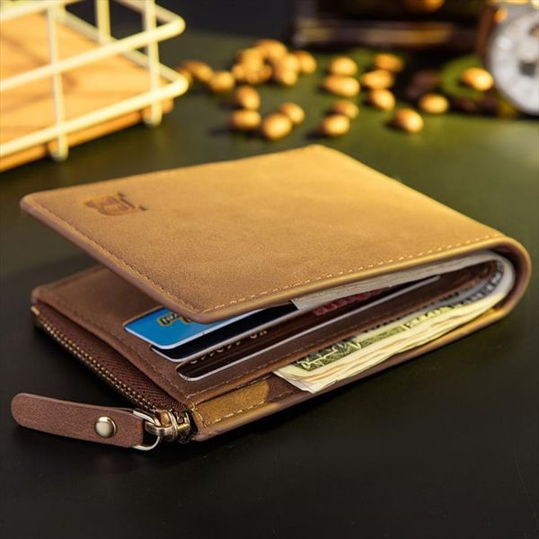 

2020 fashion casual pu leather mens wallet zippper coin purse cover small brand male credit multifunctional wallets, Red;black