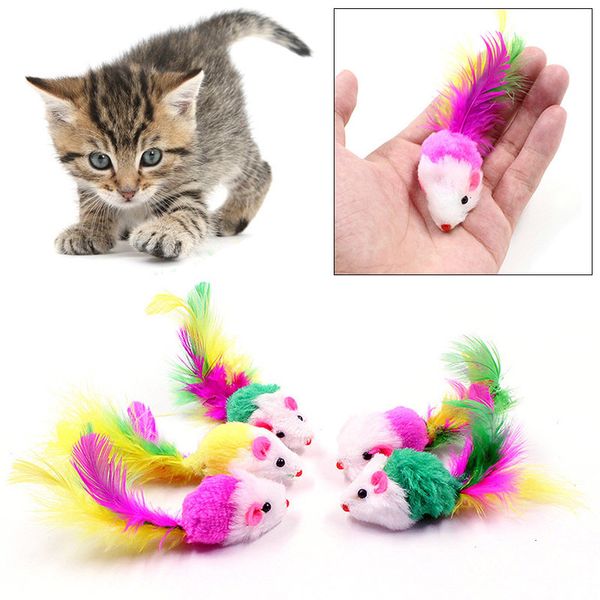 

feather tail kitten small dogs funny playing colorful soft false mouse toys cat puppy toy bh2841 tqq