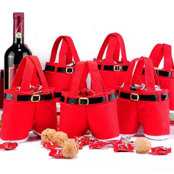 Presente de Natal Saco de Doces Santa Claus Suspender Calças Saco de Armazenamento Do Presente Decorações de Natal Bolsas de Nozes Enfeites de Árvore de Xmas Bolsas