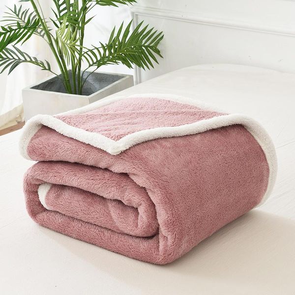 

soft plaids bed sofa cover throw blanket winter coverlet cozy warm bedspread manta thick lambskin fleece blankets for beds deken1