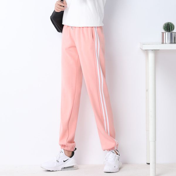 

winter korean new two bar sports women's plush thickened casual thermal student high waist lantern pants, Black;gray