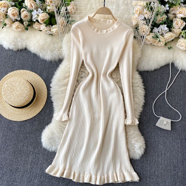 

2021 new sweet female singiny elegant mesh solid neck dressed in autumn long line streetwear dress mj08, Black;gray