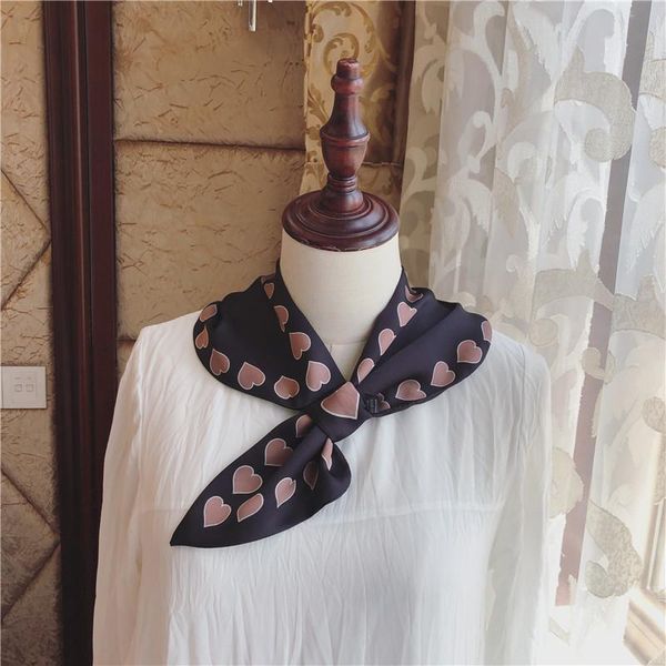 

scarves style heart-style ribbon decoration t zhen navyblue jersey neck guard silk spring and autumn south korea double-side, Blue;gray