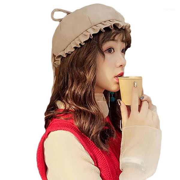 

spring summer women hats vintage bow artist painter hat cute sweet women berets solid fashion beret hats for1, Blue;gray