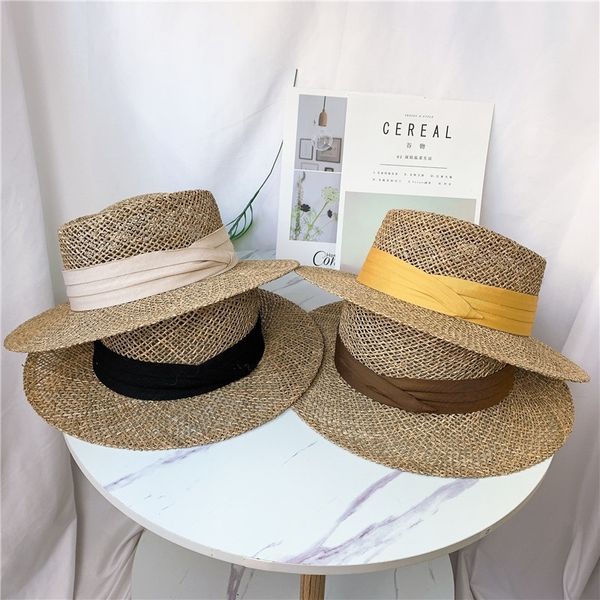 Novo Chapéu de palha larga e largo de verão para mulheres Panamá férias bonés de praia Ladies Proteção UV Visor Sun Hats Wholesale Y200714