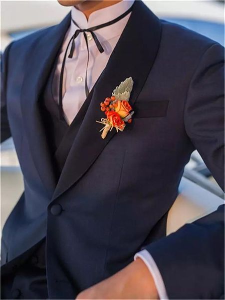 

custom dark blue mens 2 pieces suits wedding groom wear single breasted shawl lapel slim fit tuxedo man blazer 2 pieces1, White;black