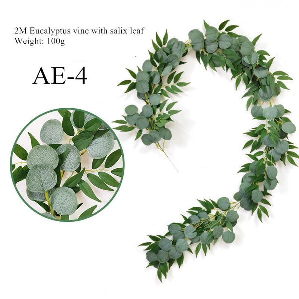 

2m wedding decoration green eucalyptus vines with rose rattan artificial fake plants ivy wreath wall decor vertical garden 10 nz7q8