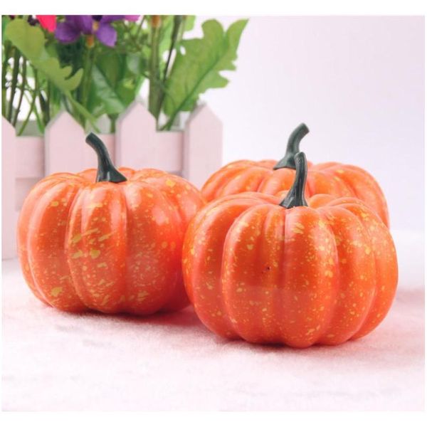

2018 big realistic fall mini artificial foam pumpkins 8.5cm small pumpkins fake foam halloween decorative pumpkins shipping rqxrg