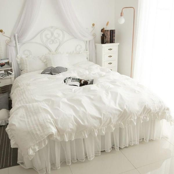 

white lace comforter bedding set bed linen cotton duvet cover  size luxury bedding set twin bed cover home textile1