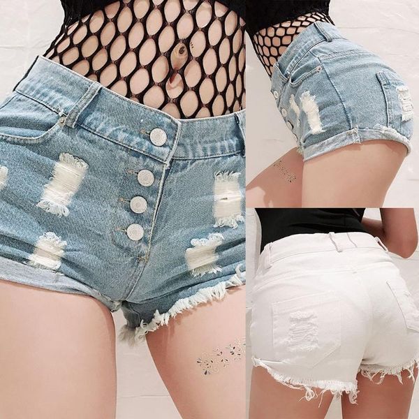 

woman jeans high waist klv 2020 summer ladies jeans denim pants europe and the nightclub high waist hole denim9.181, Blue