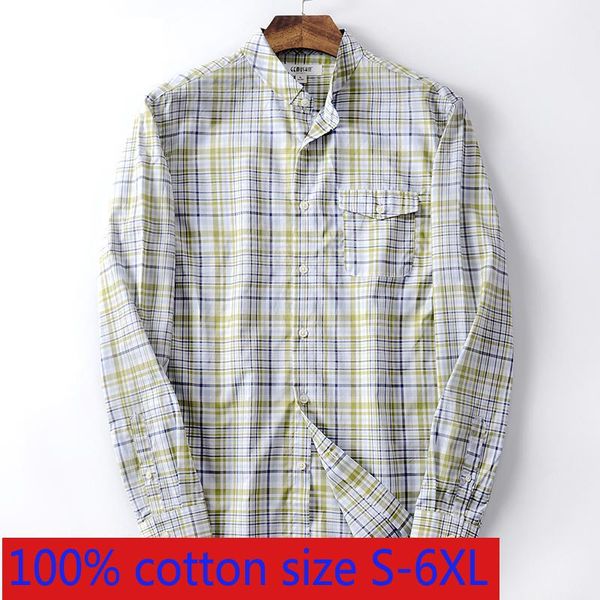 

men's casual shirts large fashion spring autumn 100% pure cotton plaid long sleeve plus size s  l xl 2xl 3xl 4xl 5xl 6xl, White;black