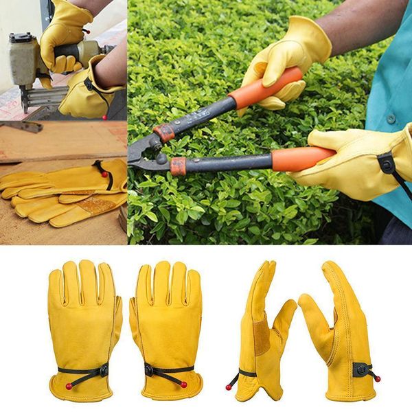 

leather genuine cowhide full finger protective safety motorcycle work gloves