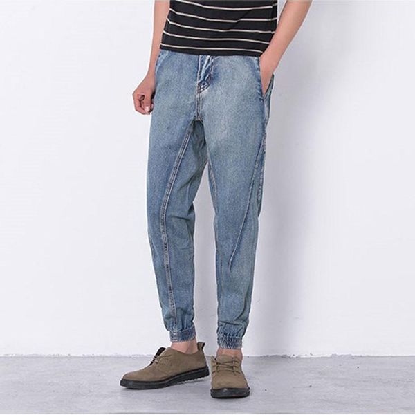 

men's jeans harlan jeans japanese 9-point pants new beam pants men's denim 9-point biker1, Blue